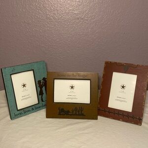 Home Studio Western Cowboy Themed 4x6 Photo Frames Home Decor NWOT Set of 3